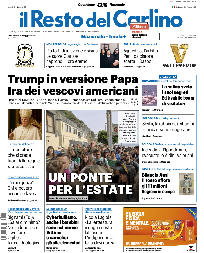 Prima-pagina-il resto del carlino-edizione-di-oggi-20250504